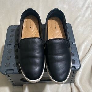 Birdies The Swift Black Leather Slip-On Sneakers Size 7.5